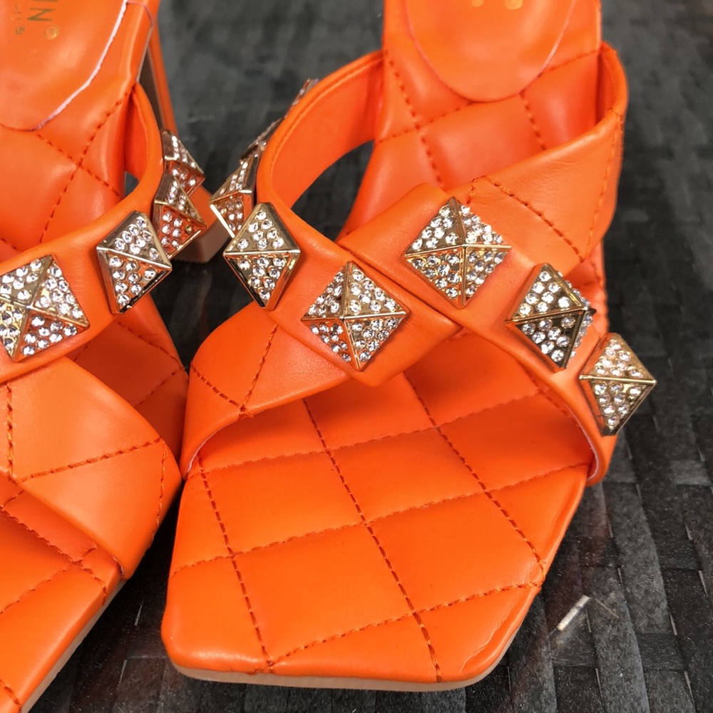 Cape Robbin (7.5) UEC orange/gold slide on sandal Rhinestone bling cute! - Picture 5 of 9